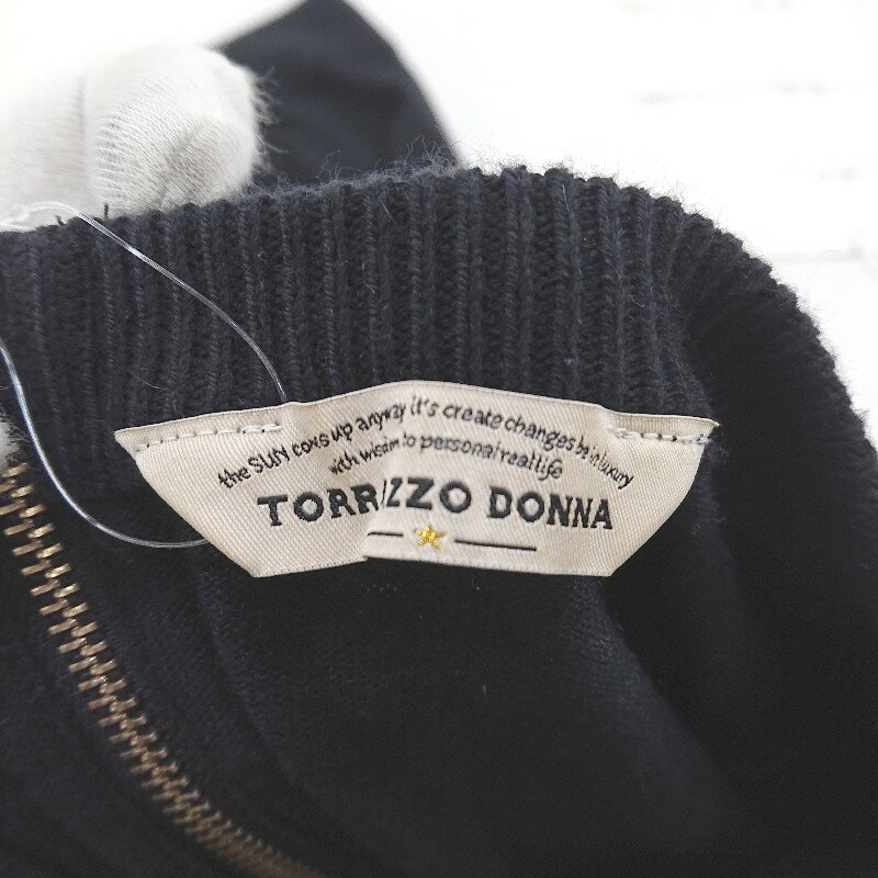 ◇ TORRAZZODONNA トラッツォドンナ バックジップ 長袖 ミニ ニット ワンピース ブラック グレー系 レディース P 【中古】