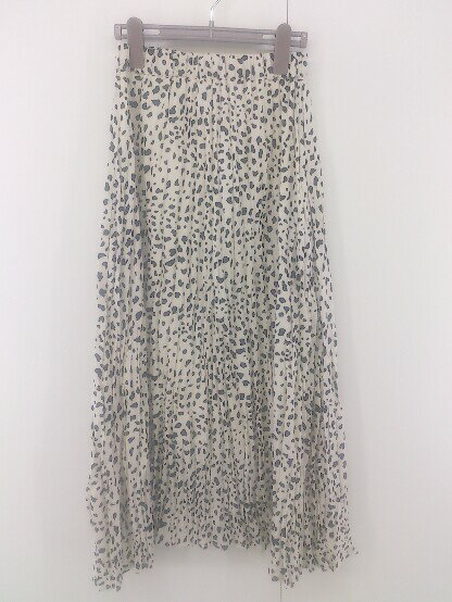 ◇ Heather ヘザー ダルメシアン柄 ウエストゴム ロング プリーツ スカート サイズ F アイボリー ブラック レディース P 【中古】