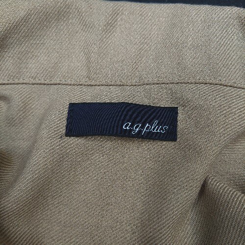 ◇ a.g.plus メンズライク ミリタリー風 シンプル 無地 半袖 シャツ ジャケット Mサイズ ベージュ レディース E 【中古】