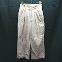 ◇ mysty woman ハイウェスト タック コーデュロイ ワイド レッグ パンツ スラックス Sサイズ グレージュ レディース E 【中古】