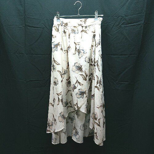 ◇ Chico ウェスト ゴム シフォン 総柄 花柄 ミドル丈 ヘム スカート フリーサイズ ベージュ レディース E 【中古】