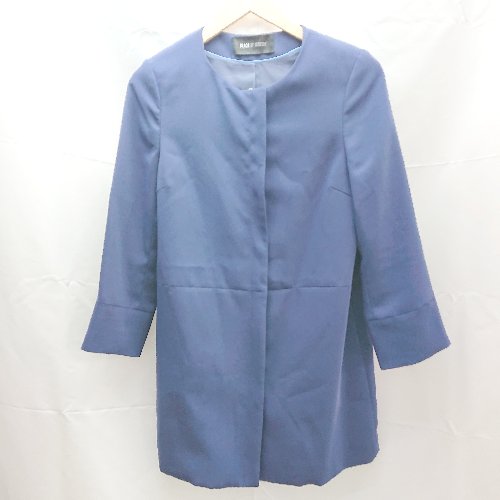 ◇ BLACK BY MOUSSY クルーネック キレイメ シンプル ノーカラー 長袖 ジャケット ブレザー サイズ1 ブルー レディース E 【中古】