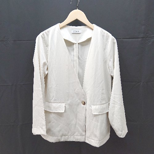◇ CEDNIE セドニー ノーカラー 薄手 春 秋 長袖 ジャケット サイズM オフホワイト レディース E 【中古】