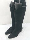 ■ by muni:r バイ ムニール ポインテッドトゥ ロング ローヒールブーツ サイズ23 ブラック レディース P 【中古】