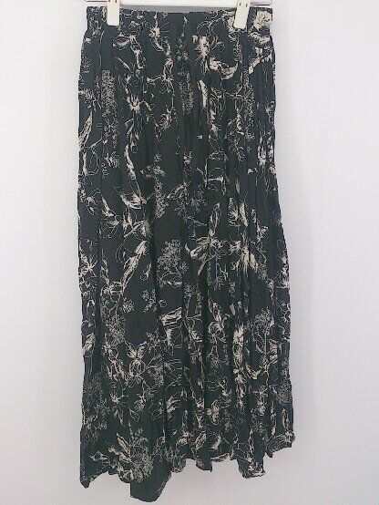 ◇ emi+ エミプラス 総柄 ロング ギャザー スカート ブラック ホワイト系 レディース E 【中古】