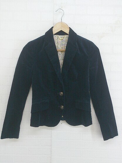 ◇ UNIQLO ユニクロ ベロア調 2B 長袖 テーラード ジャケット サイズXS ネイビー レディース P 【中古】
