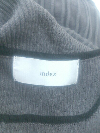 ◇ ◎ INDEX インデックス ウエストリボン付 ノースリーブ 膝下丈 ニット ワンピース サイズS ダークグレー レディース P 【中古】