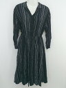 ◇ AZUL BY MOUSSY ウエストゴム ストライプ 膝下丈 シャツ ワンピース サイズS ブラック レディース P 【中古】(4)