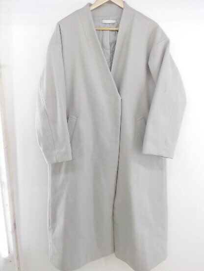 ■ Aunt Marie's アントマリーズ 中綿 長袖 ノーカラー コート サイズ F グレー レディース P 【中古】