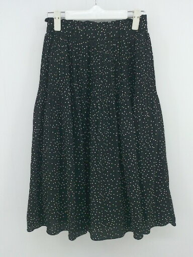 ◇ natural couture ドット 水玉 ウエストゴム 膝下丈 ギャザー スカート ブラック ホワイト レディース E 【中古】 ◇ natural couture ドット 水玉 ウエストゴム 膝下丈 ギャザー スカート ブラック ホワイト レディース E 【中古】