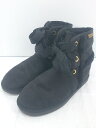 ■ bridget birkin リボン 内ファー ショート ムートンブーツ サイズLL ブラック レディース P 【中古】