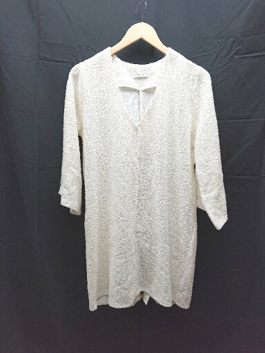 ◇ JEANASIS ジーナシス Vネック バックスリット 七分丈 チュニック サイズF ホワイト レディース E 【中古】 ◇ JEANASIS ジーナシス Vネック バックスリット 七分丈 チュニック サイズF ホワイト レディース E 【中古】