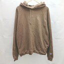 ◇ Champion チャンピオン ブランドロゴ刺繍 フード コットン 長袖 パーカー サイズF ブラウン レディース メンズ E 【中古】