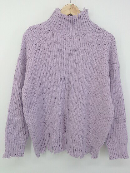 ◇ JEANASIS ジーナシス ダメージ ハイネック 長袖 ニット セーター サイズF パープル系 レディース P 【中古】