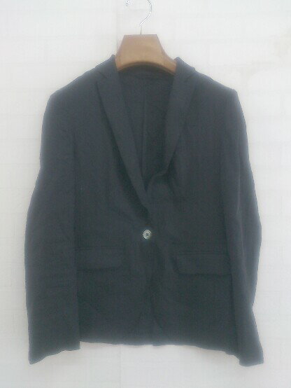 ◇ TOMORROWLAND トゥモローランド リネン混 1B 長袖 テーラード ジャケット サイズ36 ブラック レディース P 【中古】