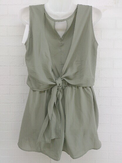 ◇ ◎ ●未使用● AZUL BY MOUSSY バックリボン ノースリーブ プルオーバー チュニック サイズM カーキ系 レディース P 【中古】