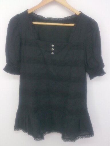 ◇ Cynthia Rowley シンシア ローリー スクエアネック レース 半袖 チュニック ブラウス サイズ2 ブラック レディース P 【中古】 ◇ Cynthia Rowley シンシア ローリー スクエアネック レース 半袖 チュニック ブラウス サイズ2 ブラック レディース P 【中古】