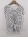 ◇ MELROSE claire メルローズ ストライプ 八分袖 Tシャツ カットソー ホワイト ネイビー系 レディース P 【中古】