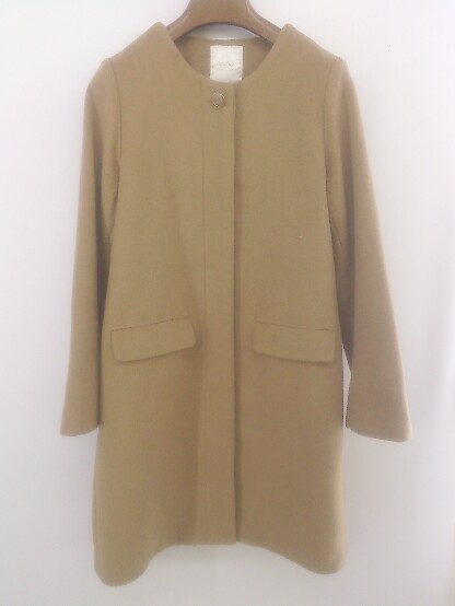 ◇ amelier?MAJESTIC LEGON ノーカラー 長袖 コート サイズF キャメル ブラウン系 レディース P 【中古】