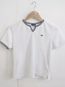 ◇ ellesse キーネック ロゴ刺繍 パイピング 半袖 Tシャツ カットソー サイズM オフホワイト ネイビー レディース P 【中古】