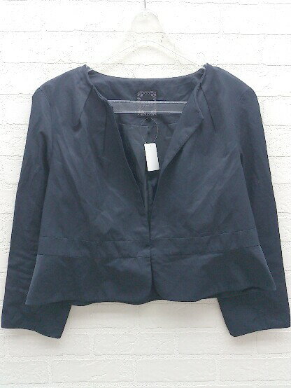 ◇ BEAMS HEART ビームス ハート 八分袖 ノーカラー ジャケット サイズ0 ネイビー レディース 【中古】
