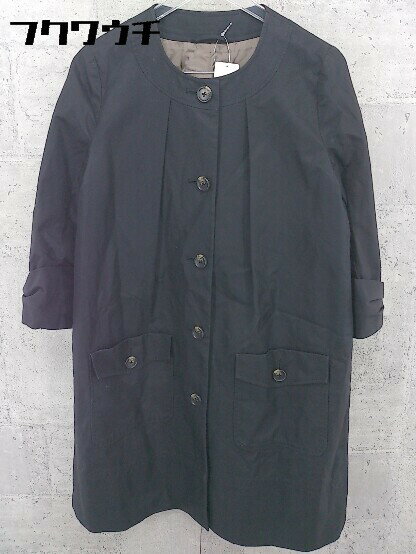 ◇ PINCEAU パンソー 七分袖 ノーカラー コート サイズ36 ブラック レディース 【中古】