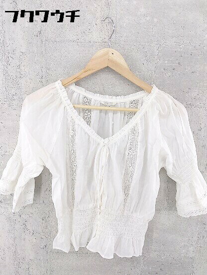 ◇ FREAK'S STORE フリークスストア 切替 五分袖 ブラウス カットソー サイズF オフホワイト系 レディース 【中古】