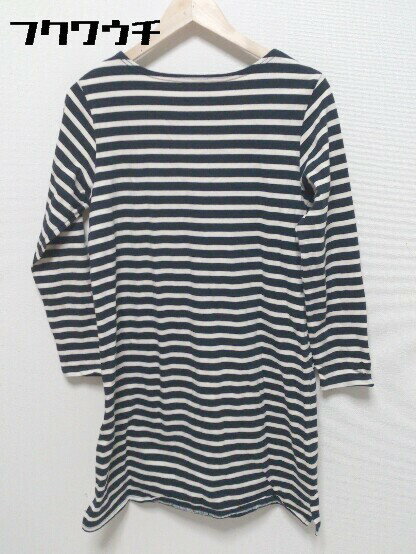 ◇ loytaa ロユタ ボーダー 長袖 膝丈 ワンピース サイズL ネイビー ホワイト レディース 【中古】