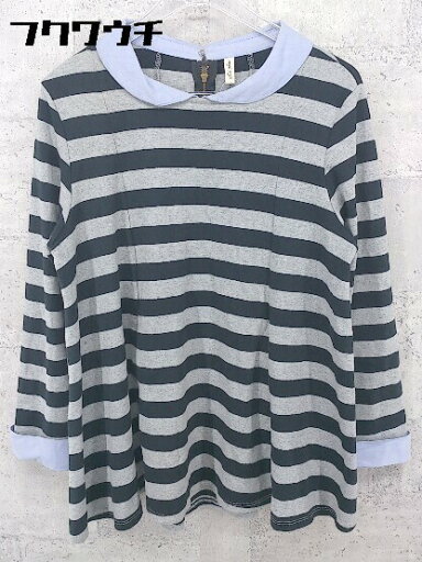 ◇ conges payes コンジェ ペイエ ボーダー 長袖 チュニック グレー ブラック レディース 【中古】 ◇ conges payes コンジェ ペイエ ボーダー 長袖 チュニック グレー ブラック レディース 【中古】