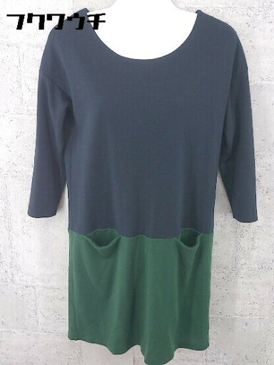 ◇ FREDY&GLOSTER バックジップ 七分袖 ミニ チュニック ワンピース サイズ36 ネイビー グリーン レディース 【中古】 ◇ FREDY&GLOSTER バックジップ 七分袖 ミニ チュニック ワンピース サイズ36 ネイビー グリーン レディース 【中古】