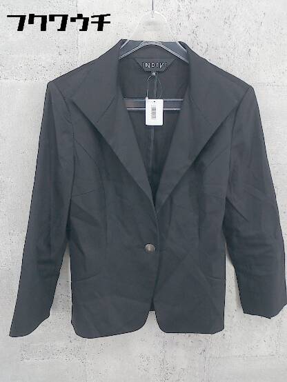 ◇ INDIVI インディヴィ 1B 七分袖 ジャケット サイズ40 ブラック レディース 【中古】