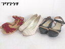 ■ ESPERANZA ORiental Traffic まとめ売り3点セット サイズ24&L&LL サンダル パンプス ヒール レディース 【中古】