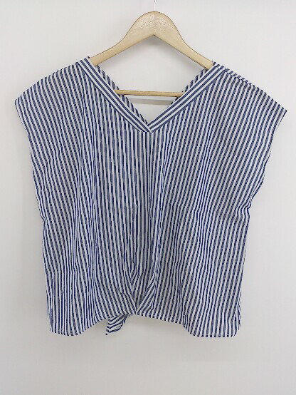 ◇ index インデックス ストライプ ノースリーブ シャツ ブラウス サイズL ネイビー ホワイト レディース P 【中古】(4)
