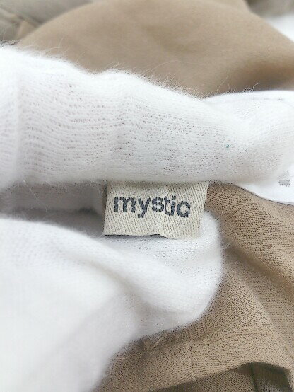 ◇ mystic ミスティック 七分袖 膝下丈 フレア シャツ ワンピース サイズF ブラウン系 レディース P 【中古】