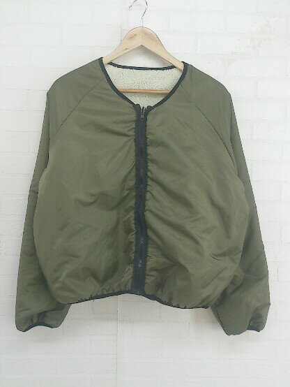 ◇ titivate リバーシブル ボア ノーカラー 長袖 ジップアップ ジャケット サイズM カーキ オフホワイト レディース P 【中古】