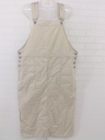 ◇ merlot メルロー スリット 膝下丈 サロペット ワンピース サイズF ライトベージュ レディース P 【中古】