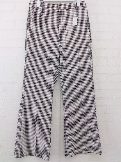 ◇ LOWRYS FARM ローリーズファーム チェック ウエストゴム フレア パンツ サイズ M ブラウン ホワイト レディース P 【中古】