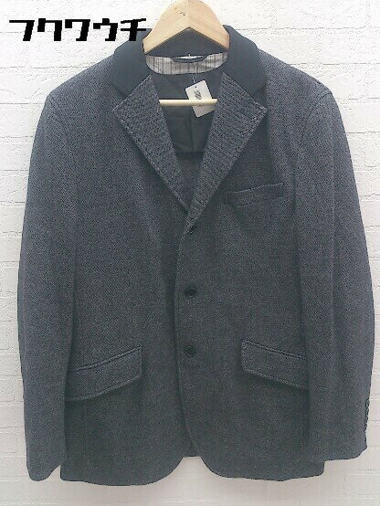 ◇ D'URBAN ダーバン シングル2B ネーム刺繍有り 長袖 テーラードジャケット サイズL ダークグレー ブラック メンズ 【中古】