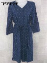 ◇ ◎ PAR ICI パーリッシィ リボン付き 長袖 ロング ワンピース サイズF ネイビー レディース 【中古】(4)