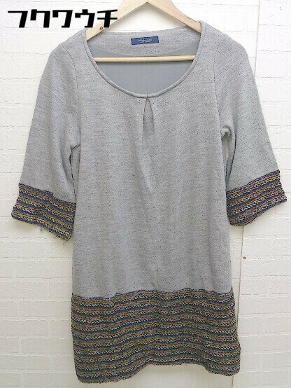 ◇ UNITED ARROWS ユナイテッドアローズ 切替 長袖 ミニ ワンピース ライトグレー マルチ レディース 【中古】