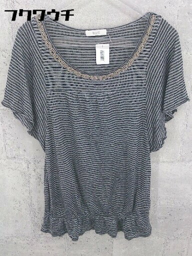 ◇ ROPE ロペ ボーダー 半袖 チュニック ブラック グレー レディース 【中古】 ◇ ROPE ロペ ボーダー 半袖 チュニック ブラック グレー レディース 【中古】