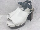 ◇ HARE ハレ チャンキーヒール サンダル サイズL ホワイト レディース 【中古】