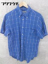 ◇ UNITED ARROWS ユナイテッドアローズ ボタンダウン BD 格子柄 半袖 シャツ サイズL ブルー メンズ 【中古】
