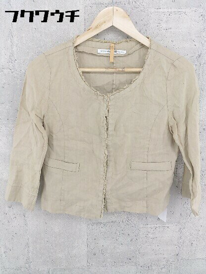 ◇ Spick&Span スピック&スパン リネン100% 長袖 ノーカラー ジャケット サイズ38 ベージュ レディース 【中古】
