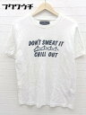 ◇ nano universe ナノユニバース 半袖 プリント Tシャツ カットソー サイズL ホワイト メンズ 【中古】