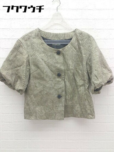 ◇ IENA イエナ リネン 3B バックリボン 半袖 ノーカラー ジャケット グレー レディース 【中古】 ◇ IENA イエナ リネン 3B バックリボン 半袖 ノーカラー ジャケット グレー レディース 【中古】