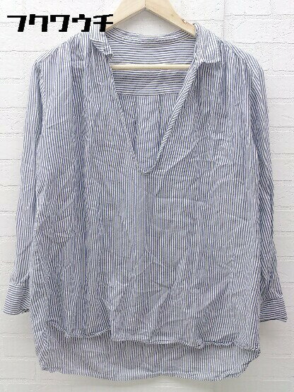 ◇ green label relaxing グリーンレーベル UNITED ARROWS ストライプ 長袖 シャツ ホワイト ネイビー レディース 【中古】