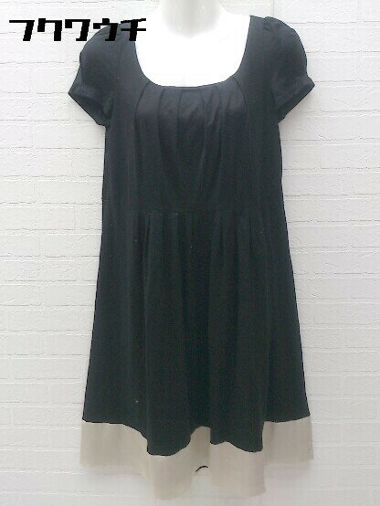 ◇ STRAWBERRY-FIELDS ストロベリーフィールズ フレンチスリーブ 膝丈 ワンピース ブラック レディース 【中古】