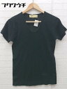 ◇ Toga Pulla トーガ プルラ 半袖 Vネック Tシャツ カットソー サイズFREE ブラック メンズ 【中古】
