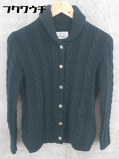 ◇ La porte de demain UNITED ARROWS ケーブル ニット ショールカラー 長袖 カーディガン ブラック系 レディース 【中古】